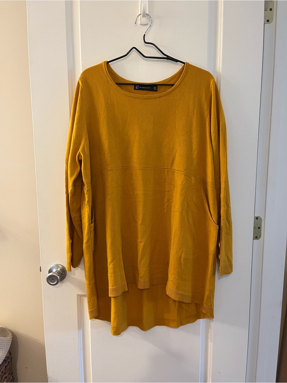 New York & Company Long-Sleeve Tunic Sweater in Mustard - Women's
